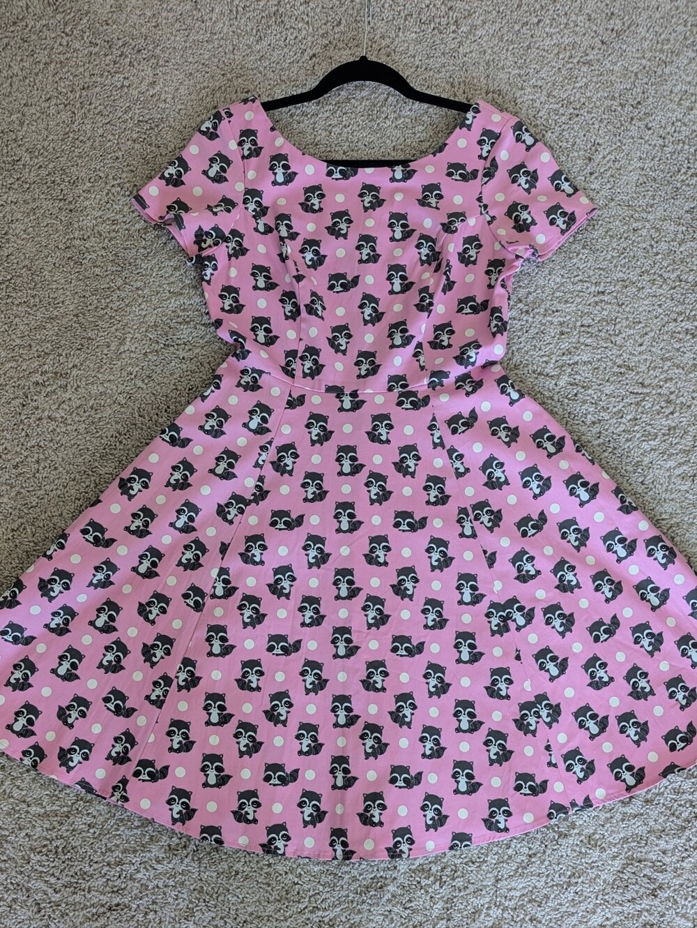 Eva Rose Raccoon Pink Polka Dot Fit & Flare Swing Dress with Pockets